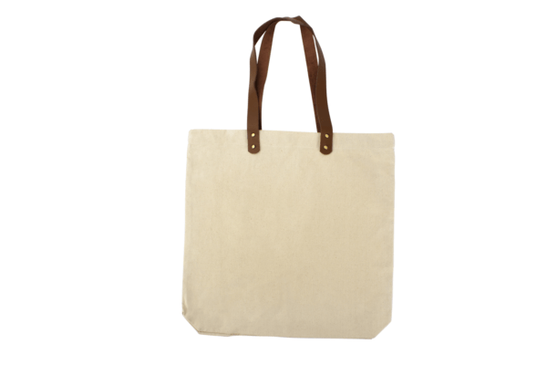 BOLSA DE COMPRAS 10OZ CANVAS ASAS CUERO - E54