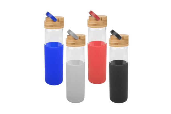 BOTELLA DE VIDRIO CON FUNDA DE SILICONA 600CC - M57