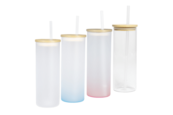 BOTELLA VIDRIO BOROSILICATO SUBLIMACIÓN, TAPA BAMBOO 500CC - X1